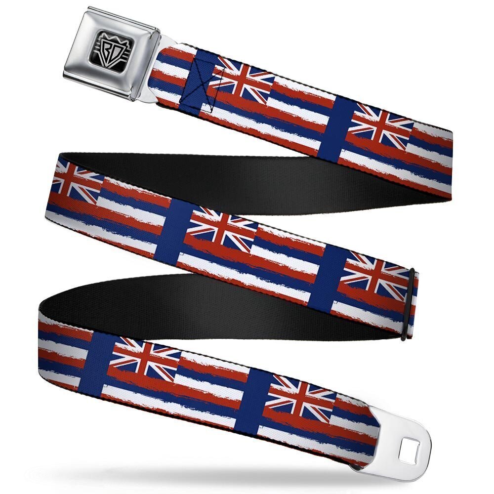 5738 Seatbelt Belt Hawaii Flags Weathered Blue/Red/White 1.0" Wide